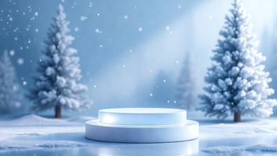 The primary subject of the image is a white, round object, possibly a light or a decorative piece, placed on a snowy surface. The setting is a snowy environment, with a few trees in the background. The visual style appears to be a photo, as the image captures the details of the snowy surface and the white object. The colors and mood of the image are predominantly white, giving it a clean and serene atmosphere.